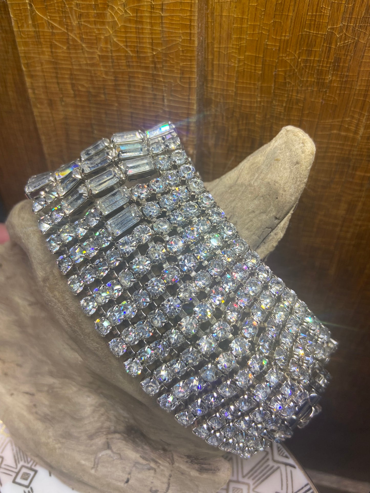 Art deco style rhinestone bracelet