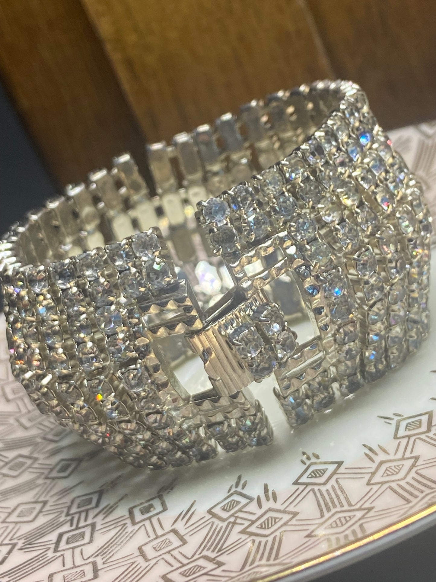 Art deco style rhinestone bracelet