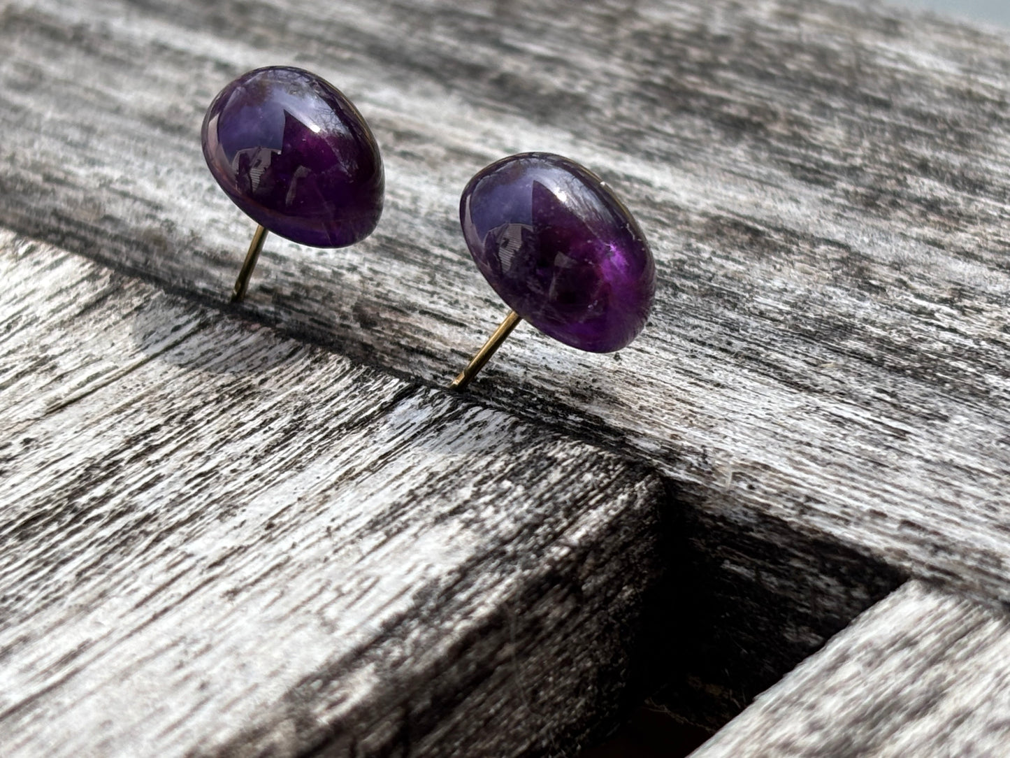 Amethyst cabochon studs