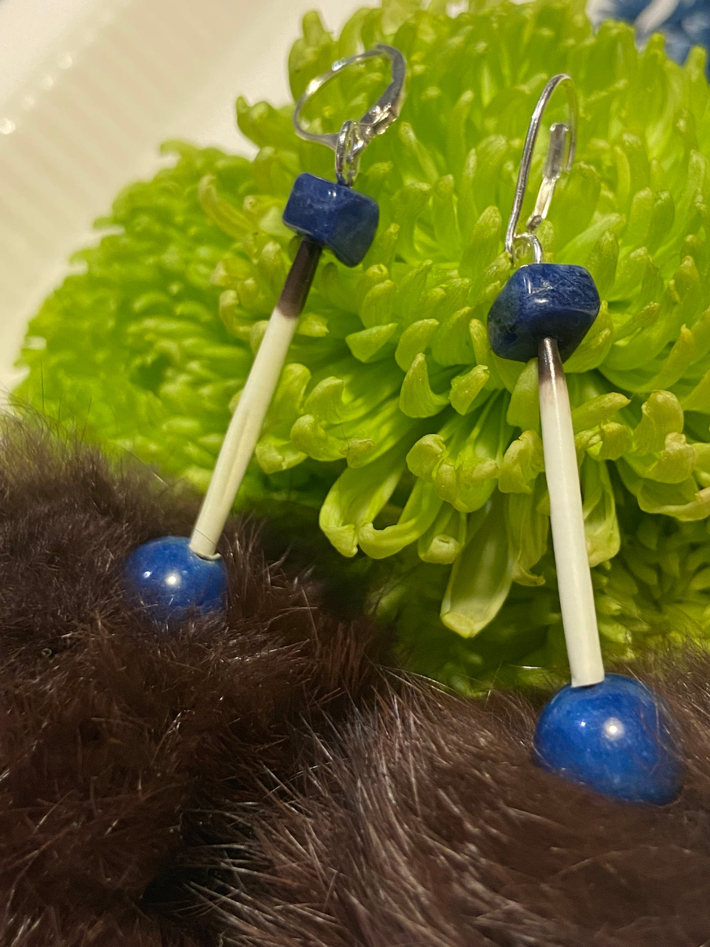 Reclaimed fur ball earrings