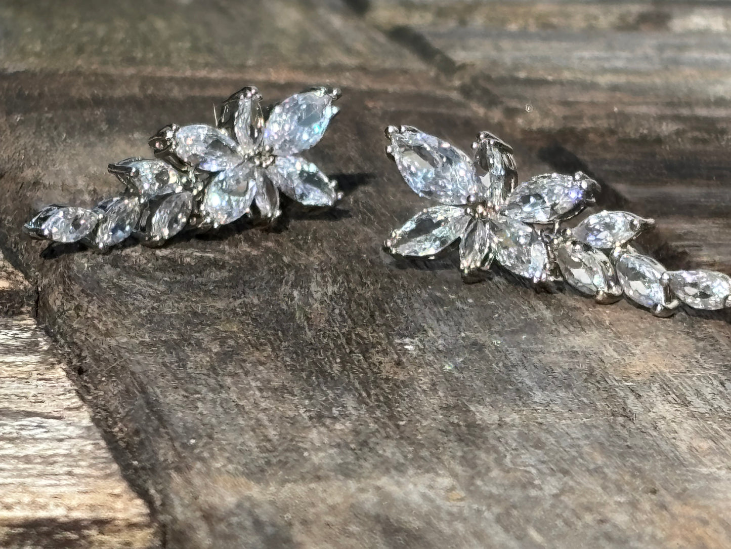 Silver tone butterfly cubic zirconia earrings