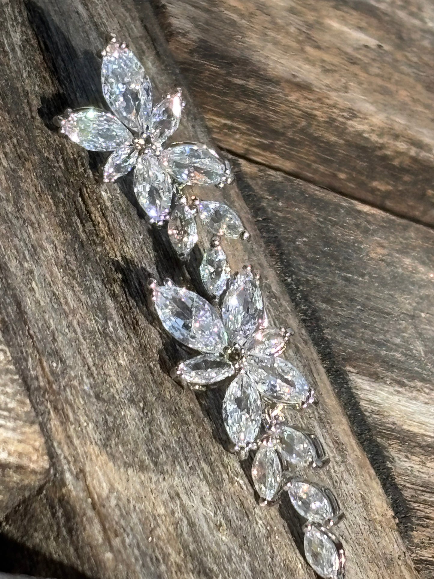 Silver tone butterfly cubic zirconia earrings