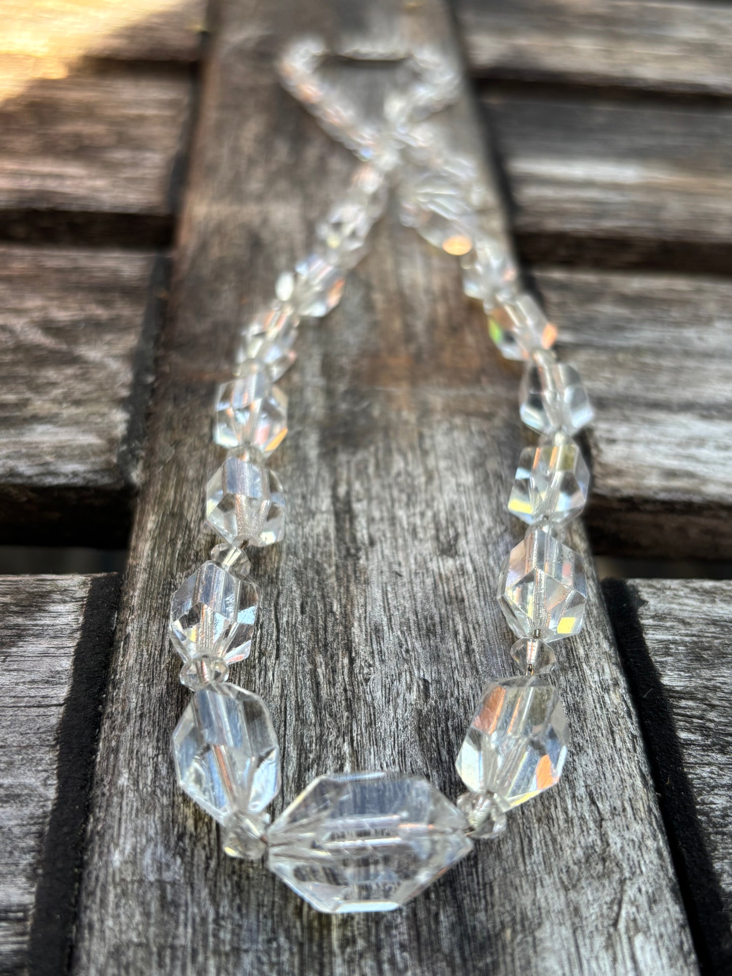 1920’s rock crystal necklace on Sterling chain with sterling clasp