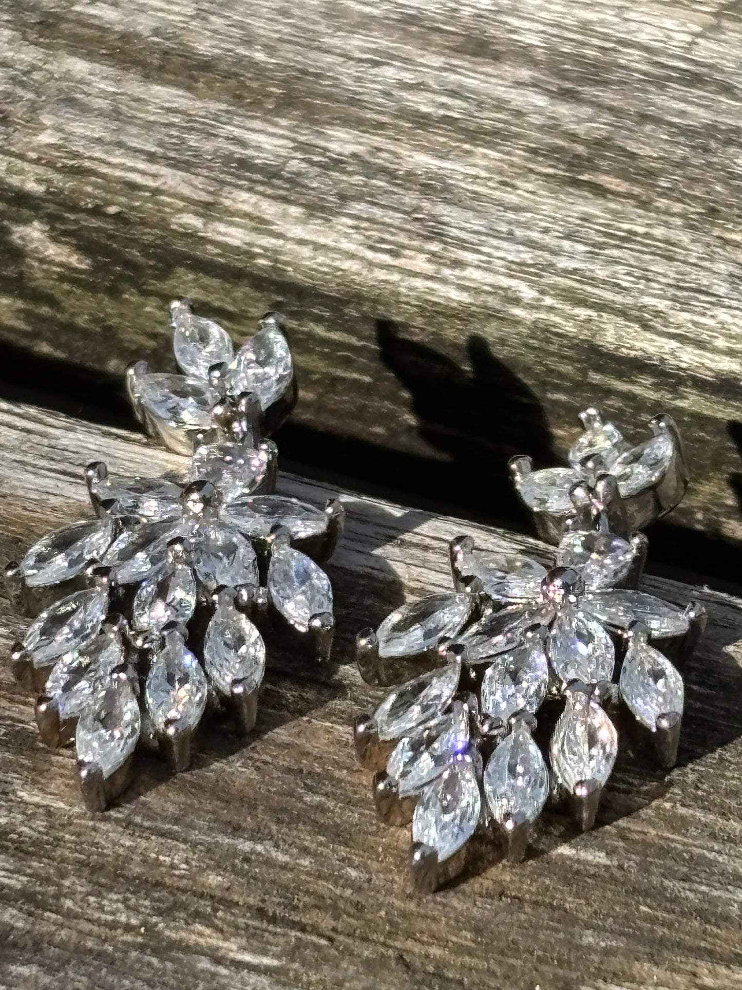 Silver tone cubic zirconia earrings