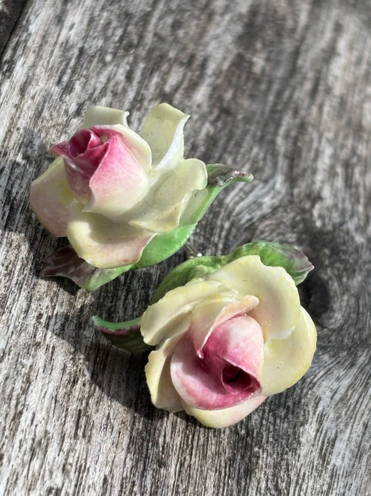 Pink Bone china studs