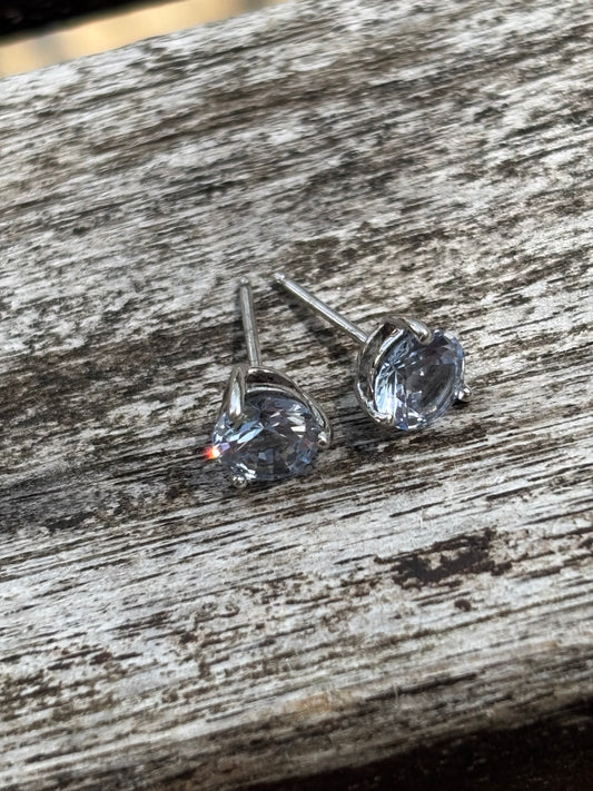 7 mm blue spinel sterling studs….total carat weight 2 1/2carats