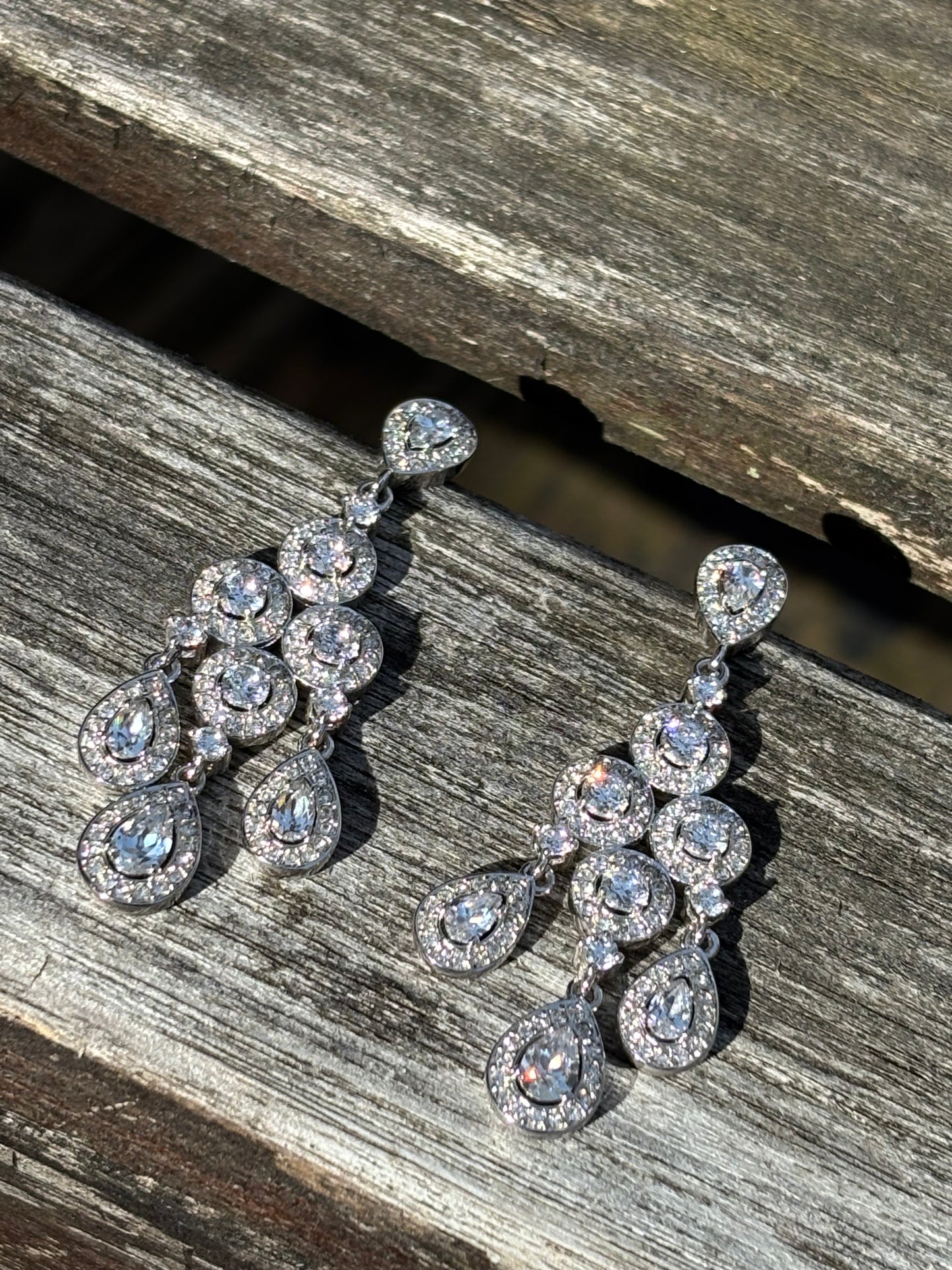 Cubic zirconia chandelier earrings