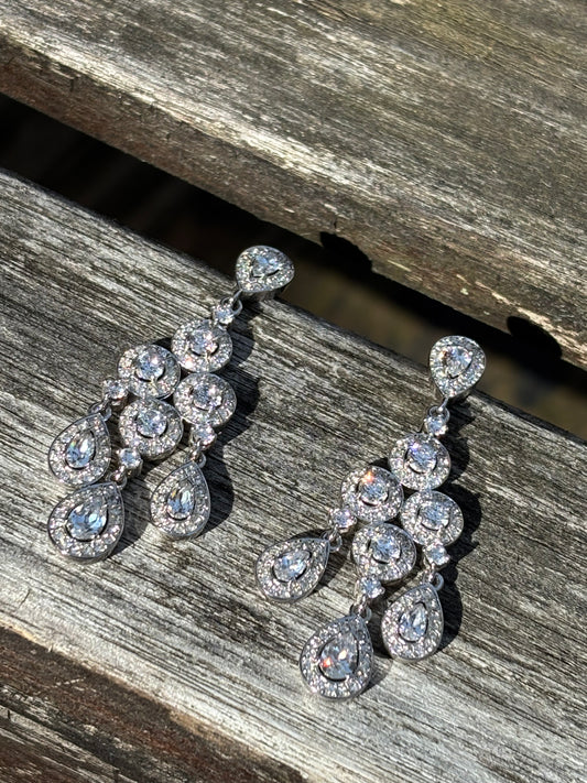 Cubic zirconia chandelier earrings