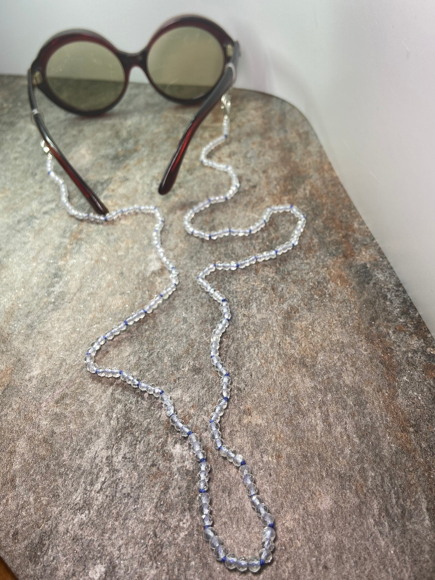 White topaz eyeglass chain