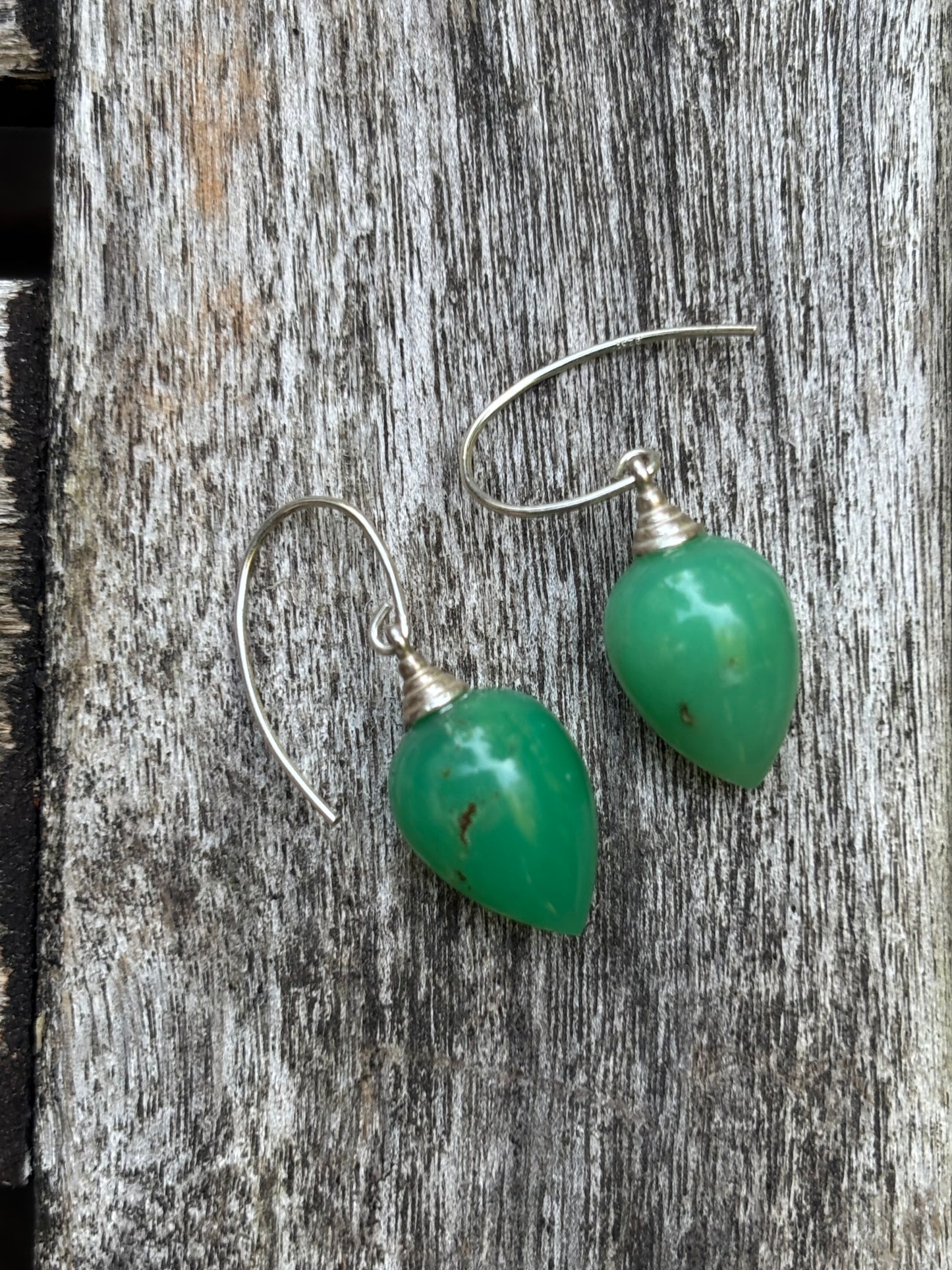 Chrysoprase teardrops