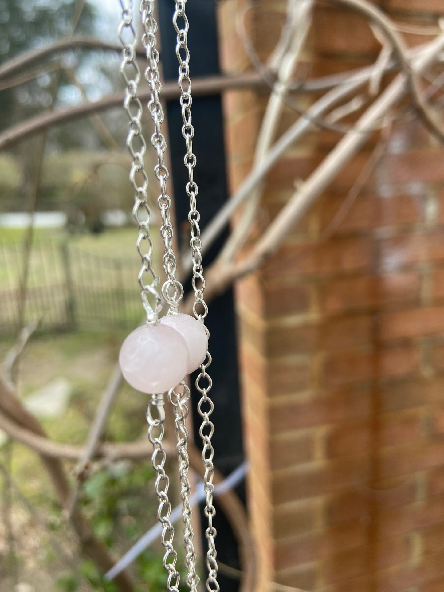 Rose quartz eyeglass chain