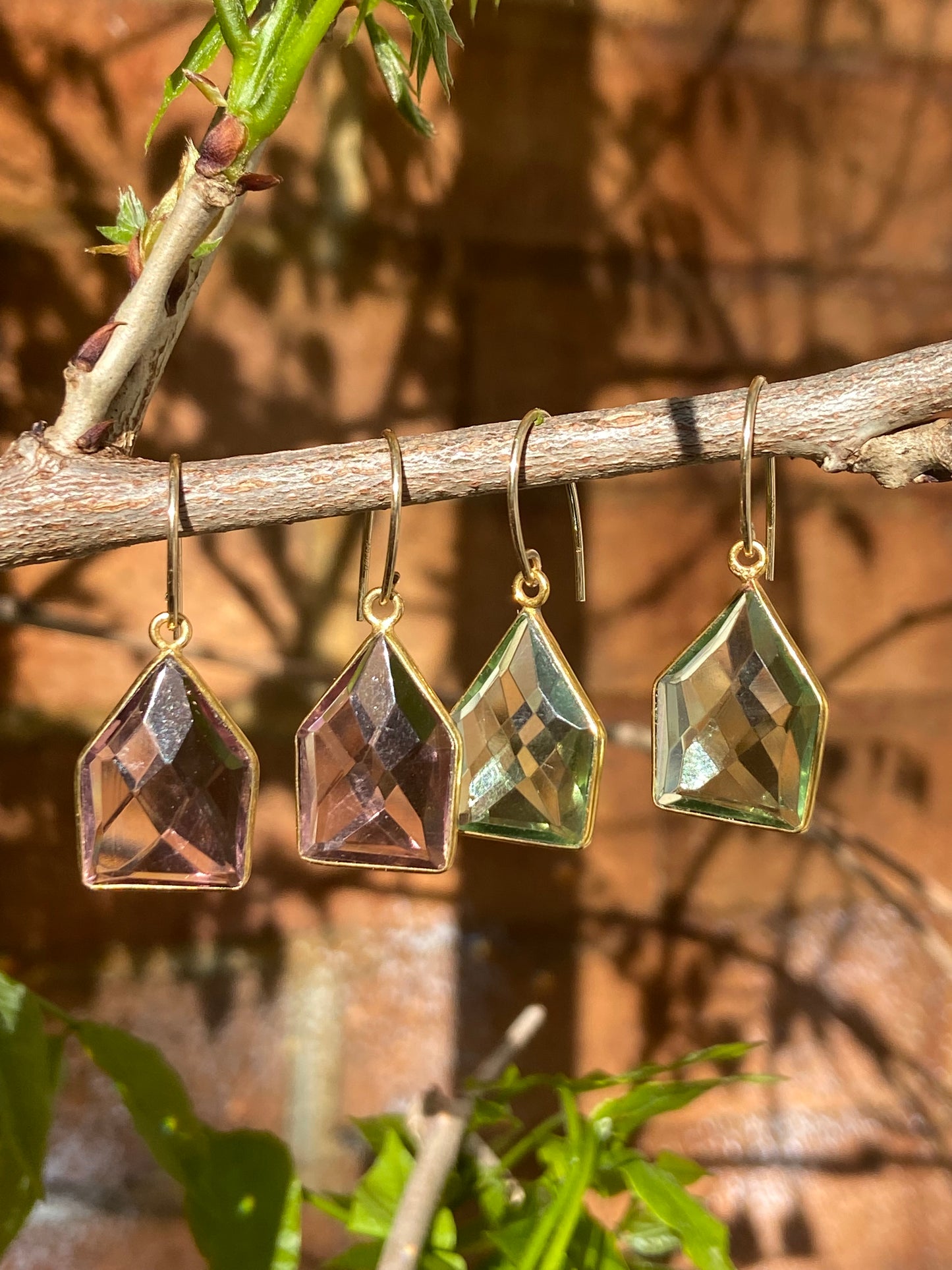 Gold plated green amethyst