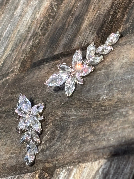 Silver tone butterfly cubic zirconia earrings