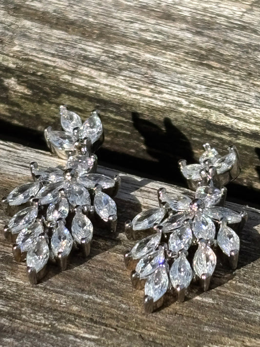 Silver tone cubic zirconia earrings