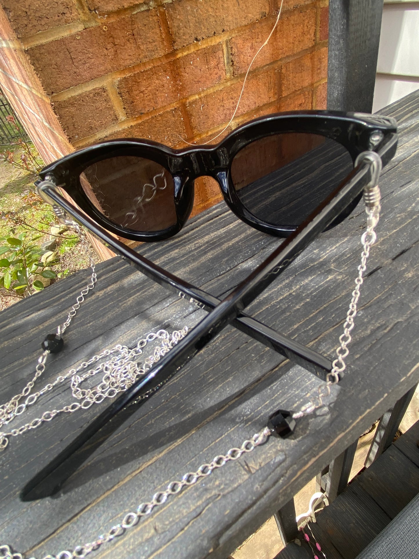 Black onyx eyeglass chain