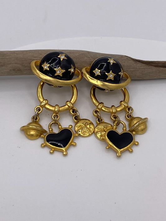 Gold Tone Saturn Earrings